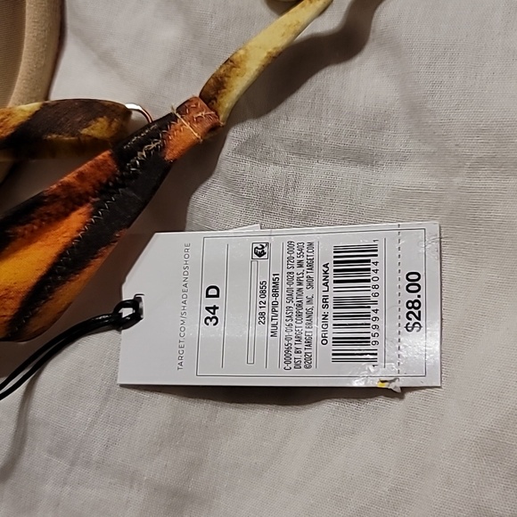 NWT TIGER PATTERN UNDERWIRE TIE BACK ADJUSTABLE STRAP SWIM BATHING SUIT TOP 34D - Picture 7 of 9